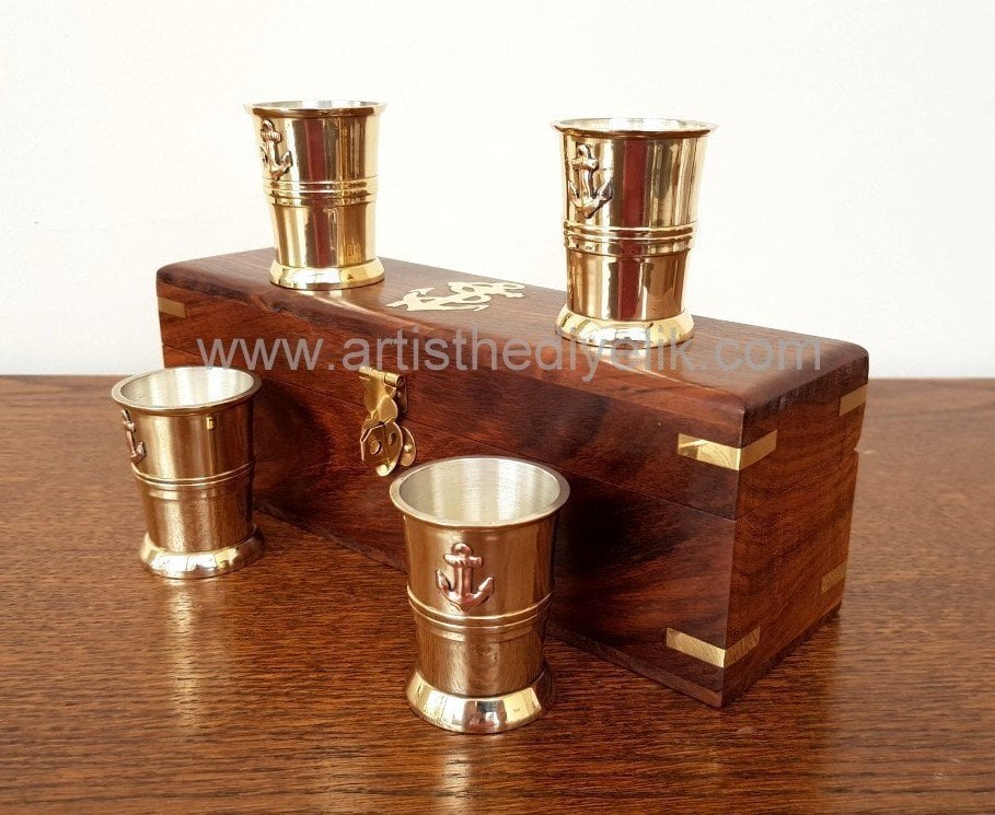 Ahşap Kutusunda Dörtlü Bardak Set