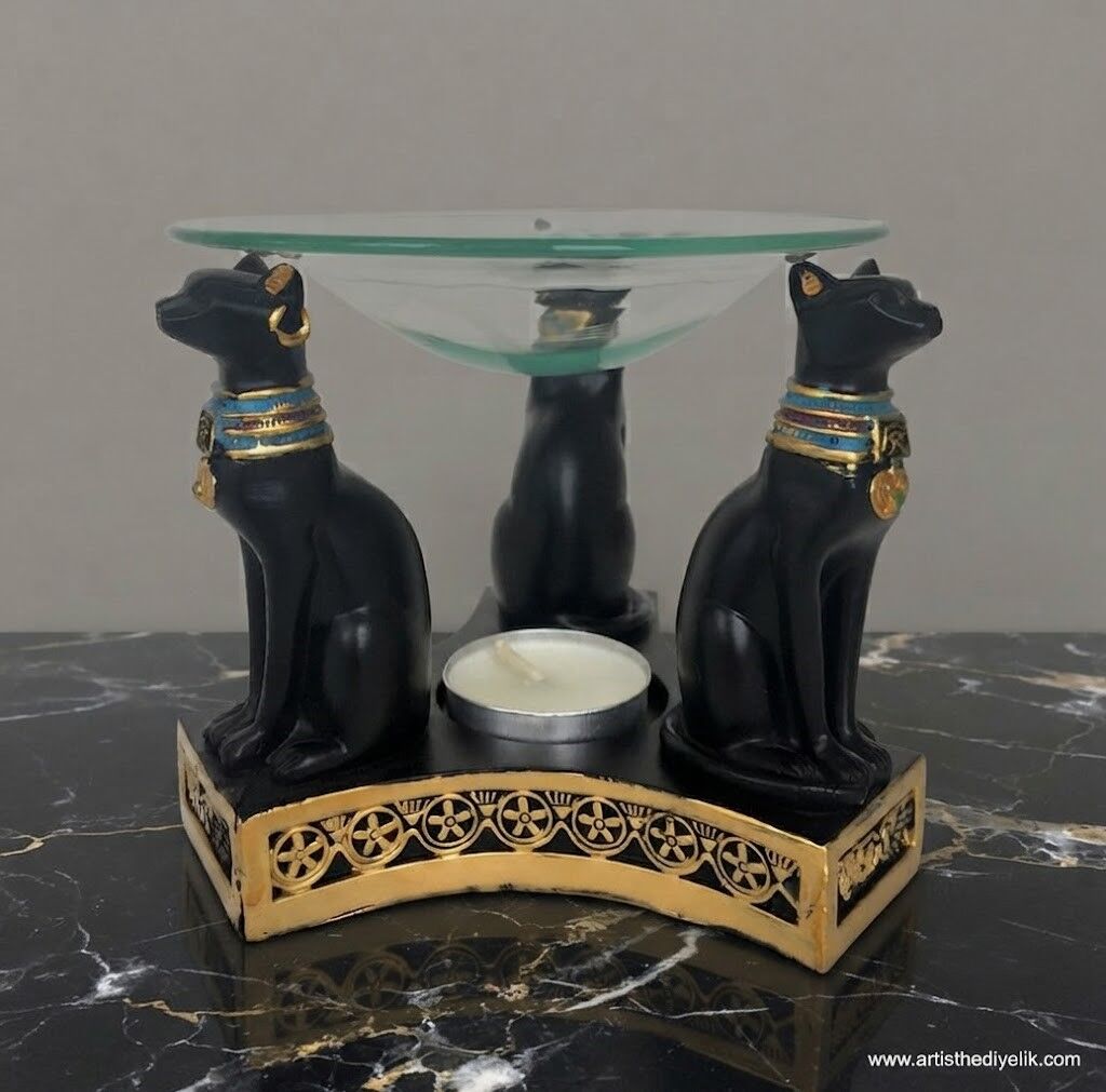 Üçlü Bastet Mumluk (Buhurdanlık)