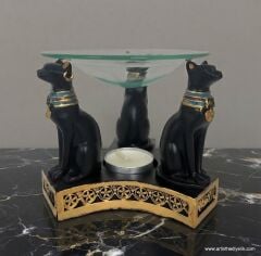 Üçlü Bastet Mumluk (Buhurdanlık)