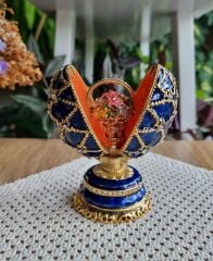 Çiçekli Faberge Yumurtası Mücevher Kutusu