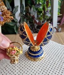 Çiçekli Faberge Yumurtası Mücevher Kutusu