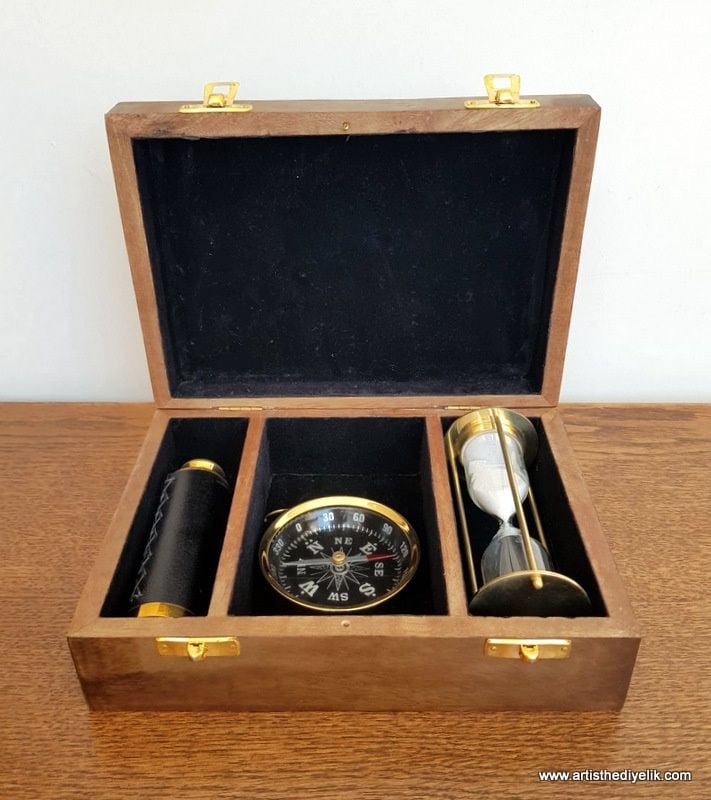 Dürbün Kum Saati ve Pusula Set