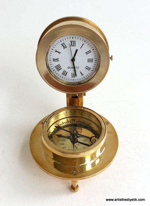 Pirinç Pusula ve Masa Saati