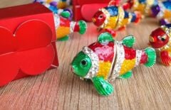10 Adet Swarovski Taşlı Balık Biblo