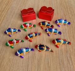 10 Adet Swarovski Taşlı Balık Biblo