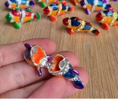10 Adet Swarovski Taşlı Balık Biblo
