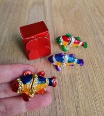10 Adet Swarovski Taşlı Balık Biblo
