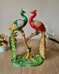 Swarovski Taşlı Çift Tavuskuşu Biblo