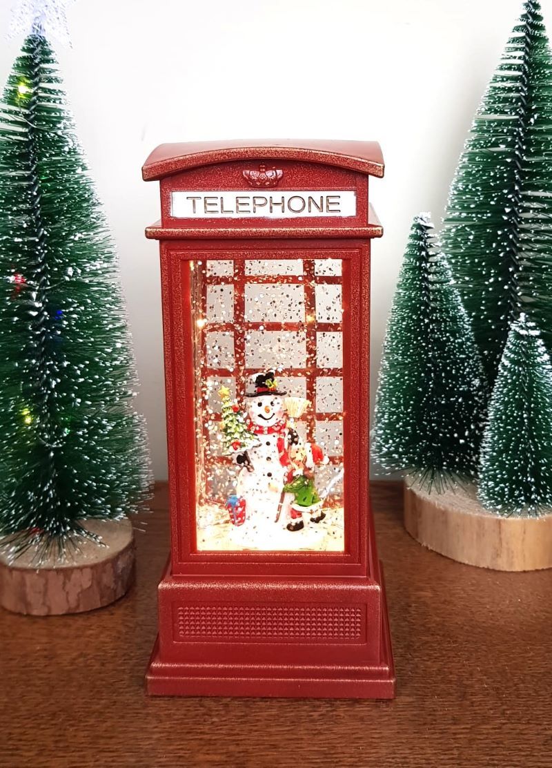Telefon Kulübesi Işıklı ve Müzikli Kar Küresi Gece Lambası