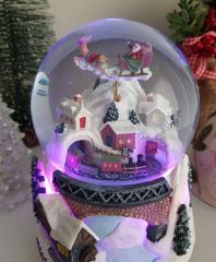 Işıklı Noel Baba ve Tren Kar Küresi