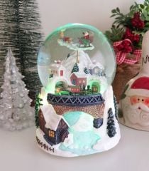 Işıklı Noel Baba ve Tren Kar Küresi
