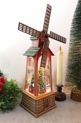 Işıklı ve Müzikli Yel Değirmeni Yılbaşı Kar Küresi