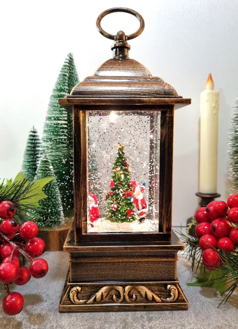 Fener Şeklinde Hareketli, Işıklı ve Müzikli Kar Küresi (Yılbaşı ve Noel Baba)
