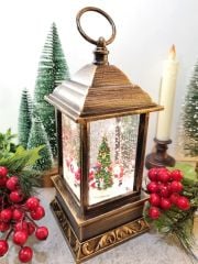 Fener Şeklinde Hareketli, Işıklı ve Müzikli Kar Küresi (Yılbaşı ve Noel Baba)