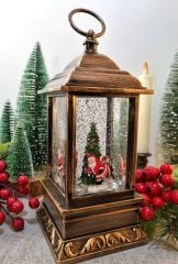 Fener Şeklinde Hareketli, Işıklı ve Müzikli Kar Küresi (Yılbaşı ve Noel Baba)