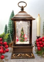 Fener Şeklinde Hareketli, Işıklı ve Müzikli Kar Küresi (Yılbaşı ve Noel Baba)