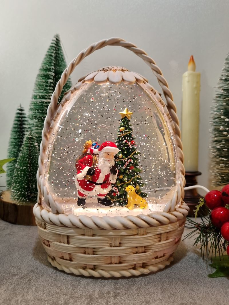Yılbaşı Sepeti Işıklı ve Müzikli Kar Küresi