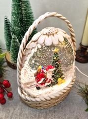 Yılbaşı Sepeti Işıklı ve Müzikli Kar Küresi