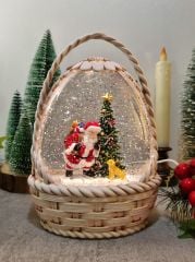 Yılbaşı Sepeti Işıklı ve Müzikli Kar Küresi