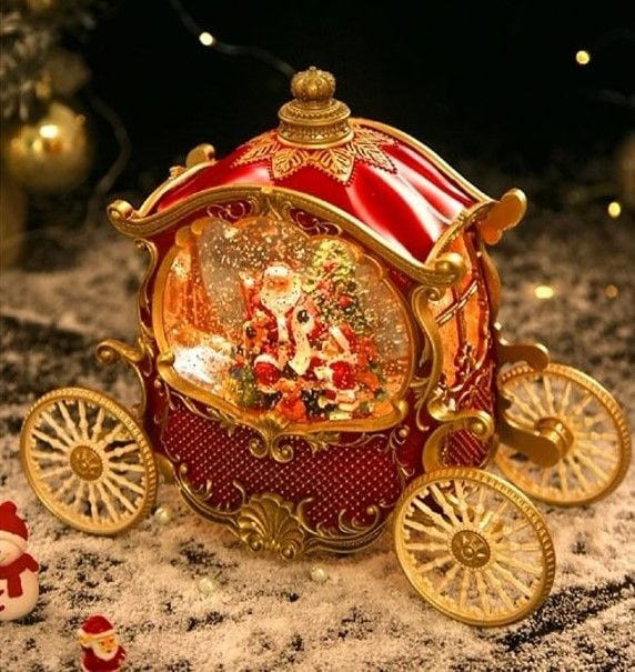 Işıklı ve Müzikli Bal Kabağı Arabası Kar Küresi