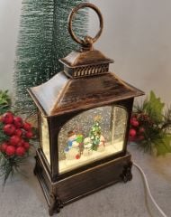 Fener Şeklinde Işıklı Müzikli Kar Küresi (Kardan Adam)