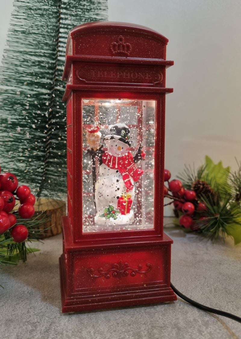Telefon Kulübesi Işıklı Müzikli Kar Küresi Gece Lambası