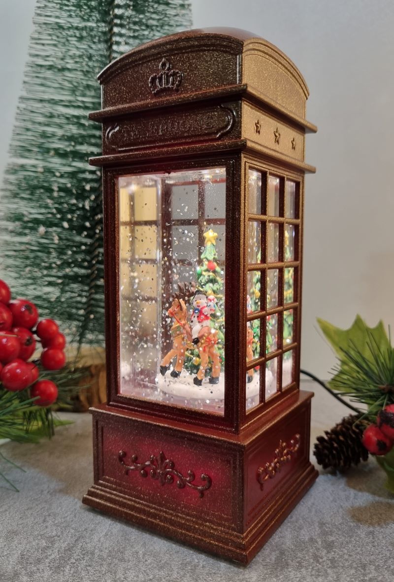 Telefon Kulübesi Işıklı ve Müzikli Kar Küresi Gece Lambası