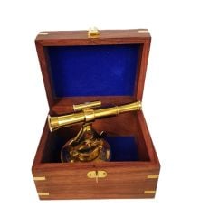 Ahşap Kutusunda Pirinç Dürbün ve Pusula