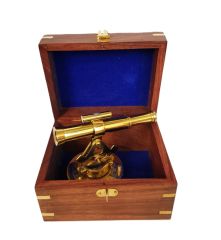 Ahşap Kutusunda Pirinç Dürbün ve Pusula