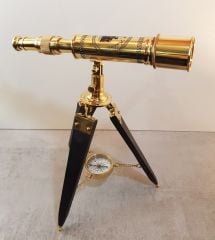 Tripot Ayaklı Pusulalı Pirinç Dürbün