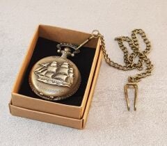 Yelkenli Gemi Motifli Denizci Cep Saati