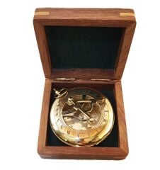 Ahşap Kutulu Güneş Saatli Pusula