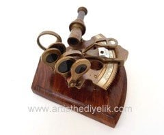 Ahşap Kaideli Bronz Sextant