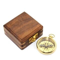 Ahşap Kutulu Pirinç Pusula