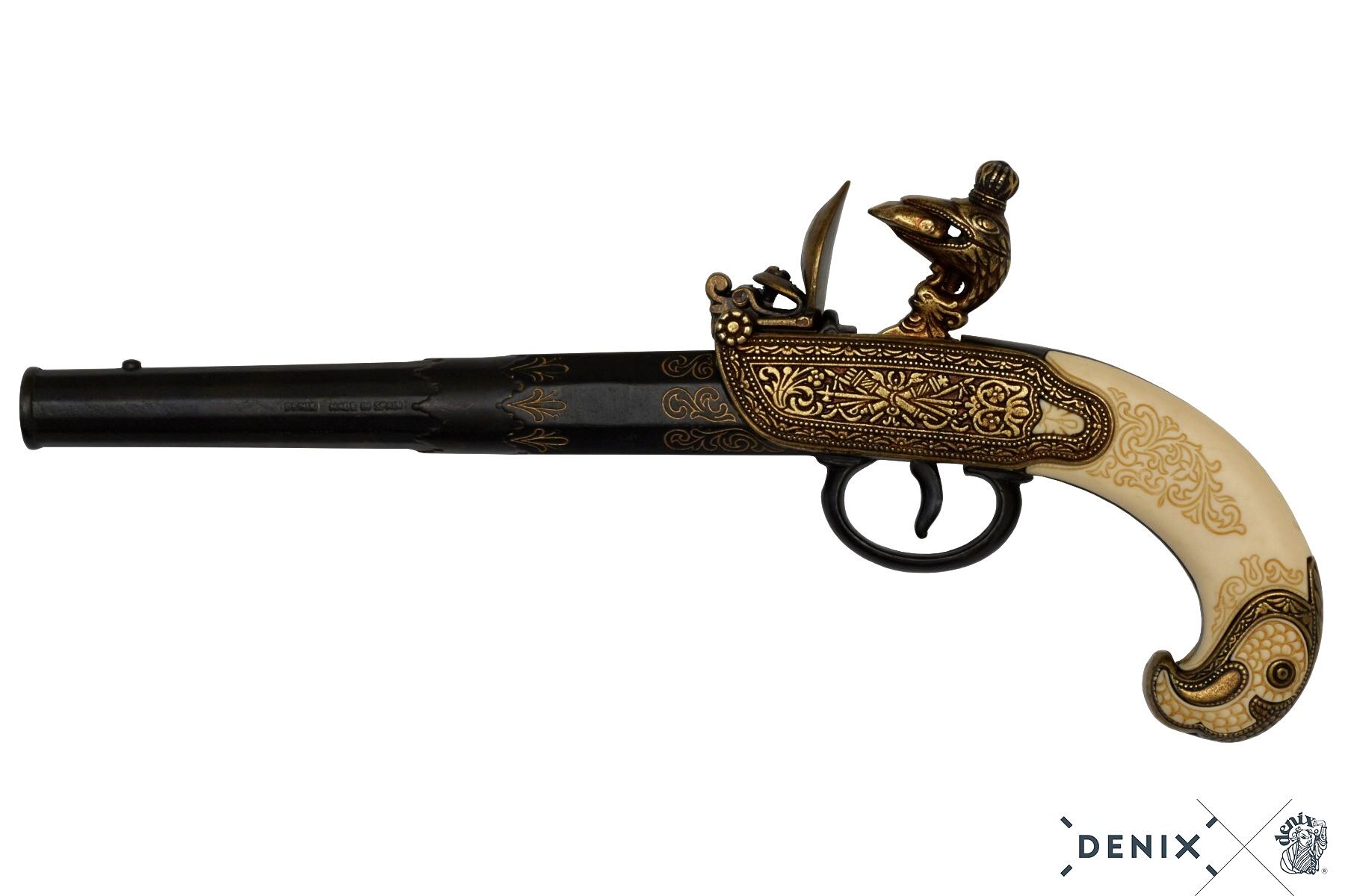 Denix Replika Dekoratif Tabanca | 3 Namlulu Antik Silah- İtalya 1680