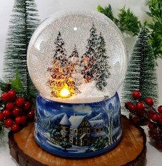 Büyük ışıklı Kar küresi müzik kutusu