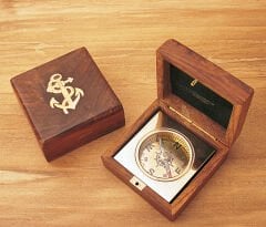 Ahşap Kutulu Pirinç Pusula