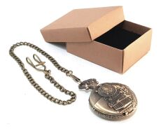 Tren Kabartmalı Köstekli Cep Saati