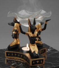 Üçlü Anubis Mumluk (Buhurdanlık)