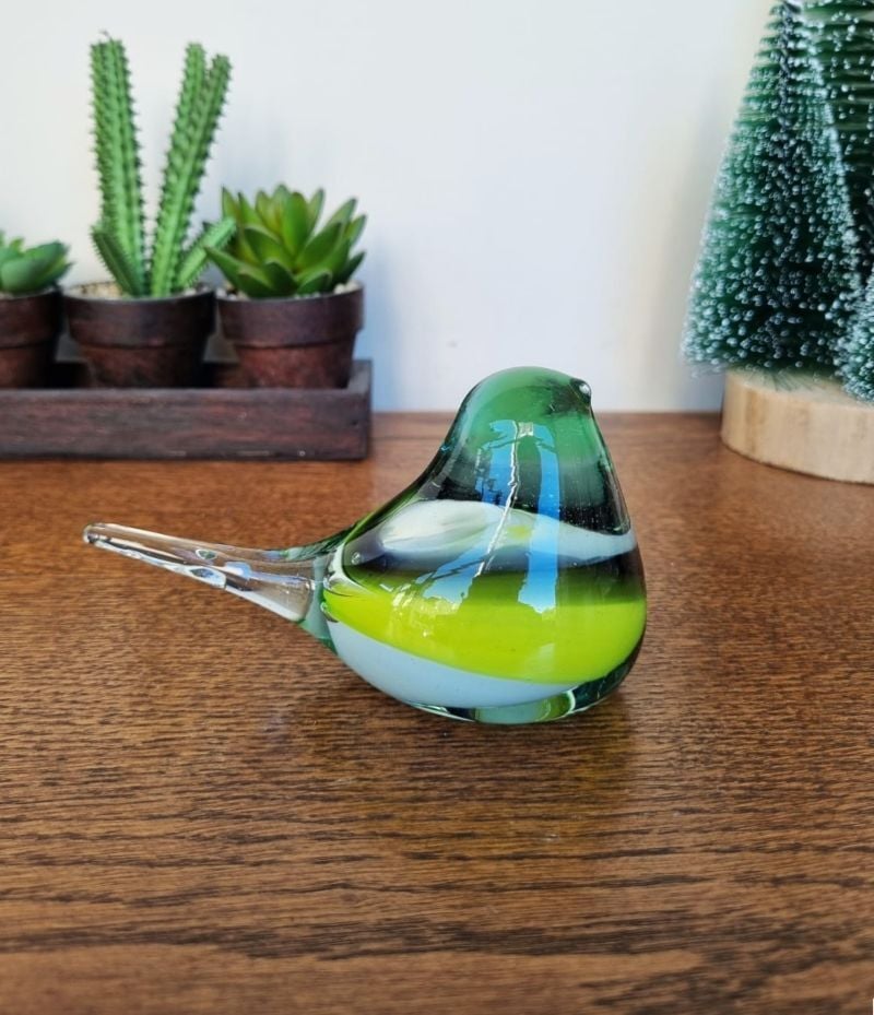 Murano Üfleme Cam Kuş Biblo