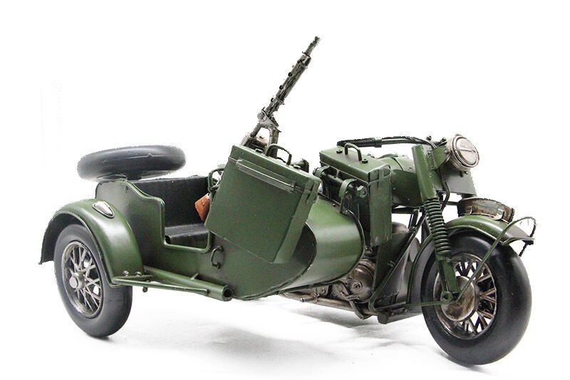 El Yapımı Metal Sepetli Askeri Motosiklet