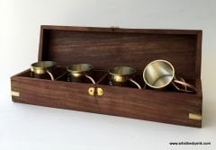 Ahşap Kutusunda Dörtlü Bardak Set