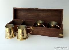Ahşap Kutusunda Dörtlü Bardak Set