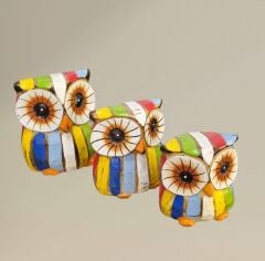 Ahşap 3'lü Baykuş Biblo