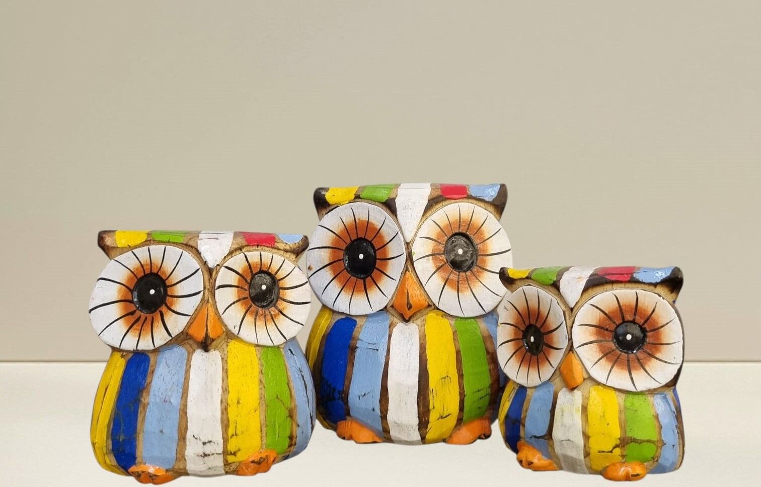 Ahşap 3'lü Baykuş Biblo