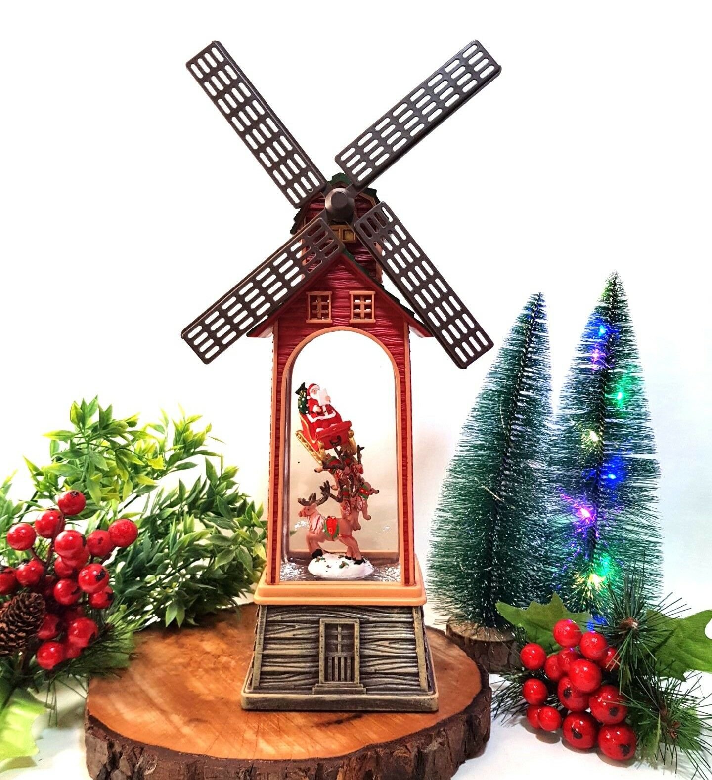 Işıklı ve Müzikli Yel Değirmeni Yılbaşı Kar Küresi