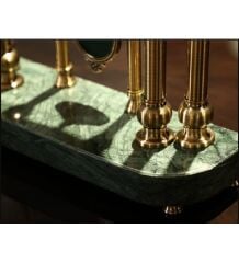 Mermer Kaideli Sarkaçlı Bronz Antik Masa Saati