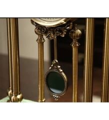 Mermer Kaideli Sarkaçlı Bronz Antik Masa Saati