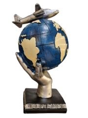 Uçaklı Dünya Küre Biblo