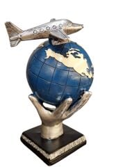 Uçaklı Dünya Küre Biblo